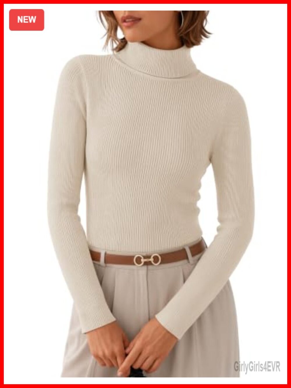 Women's Long Sleeve Turtleneck Sweater Ribbed Knit Slim Fit Fall Winter Pullover